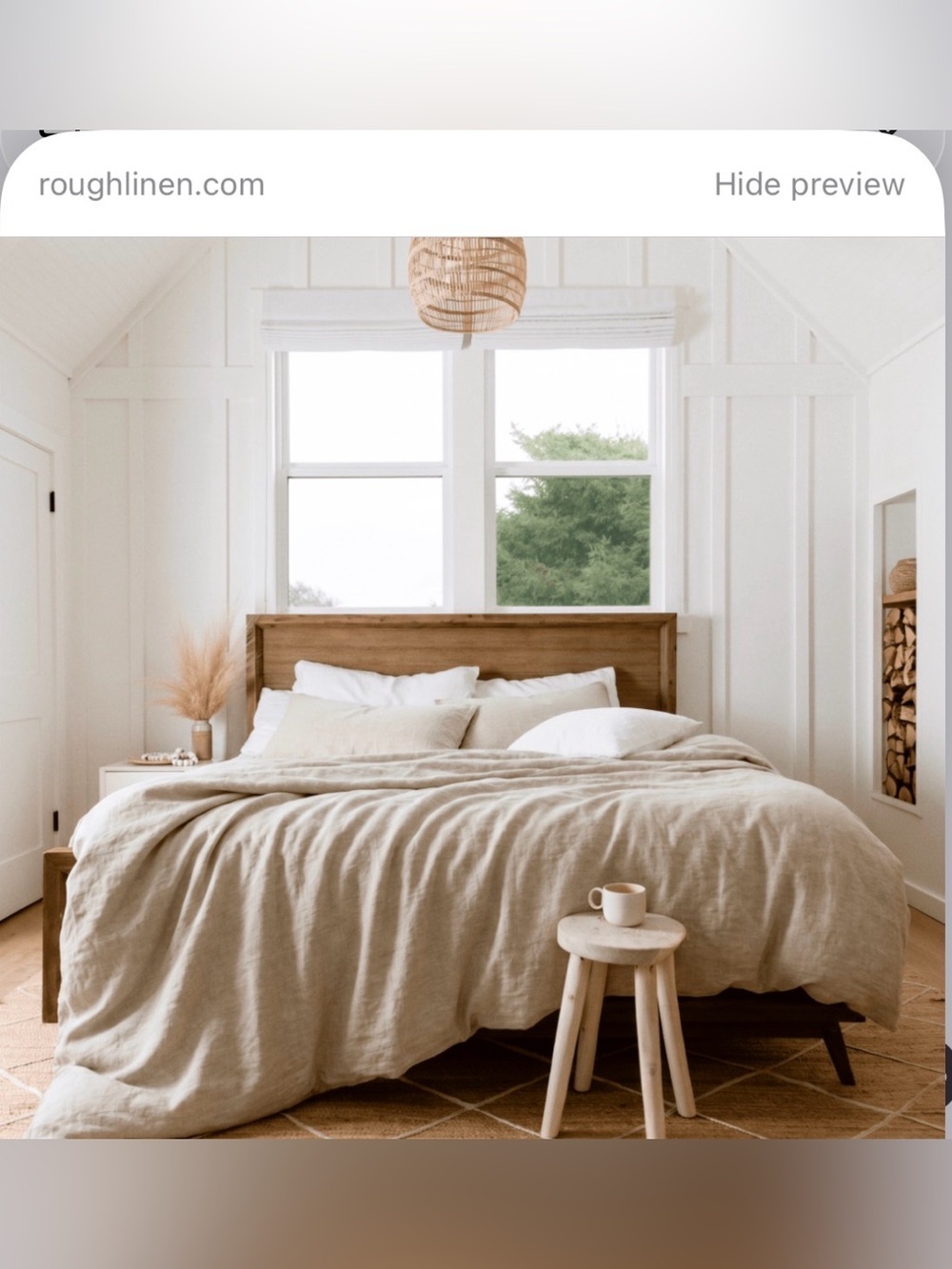Rough Linen brand queen duvet and 2 sham set, NWOT, natural undyed linen